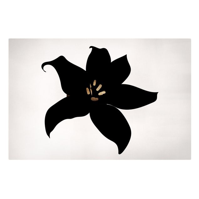 Canvas schilderijen Graphical Plant World - Orchid Black And Gold
