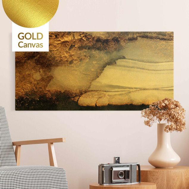 Canvas schilderijen - Goud Golden Marble Painted