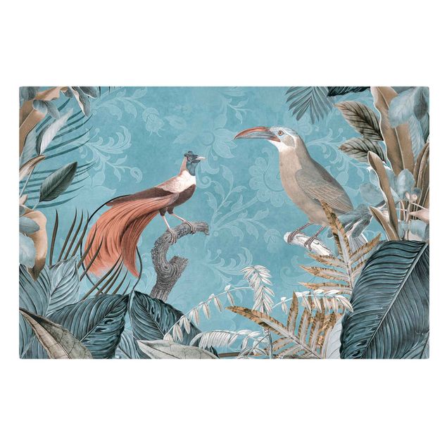 Canvas schilderijen Vintage Collage - Birds Of Paradise