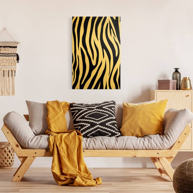 Canvas schilderijen - Goud Zebra Print