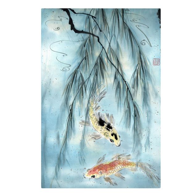 Canvas schilderijen Japanese Watercolour Drawing Goldfish II