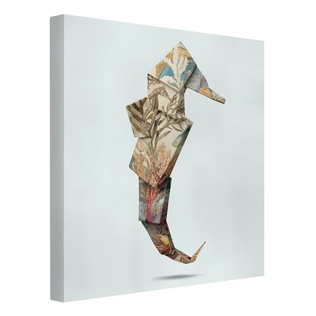 Canvas schilderijen Origami Seahorse