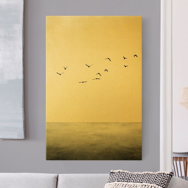 Canvas schilderijen - Goud Birds Migrating South