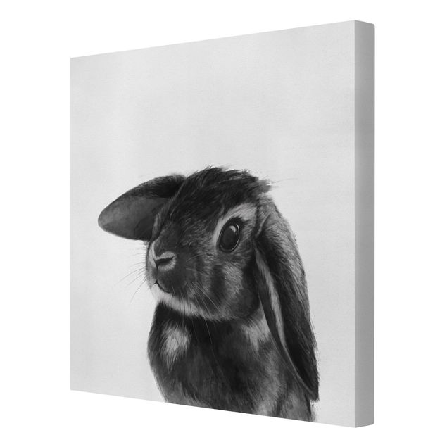 Canvas schilderijen Illustration Rabbit Black And White Drawing