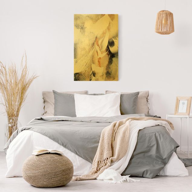 Canvas schilderijen - Goud Golden Abstract Winter Painting