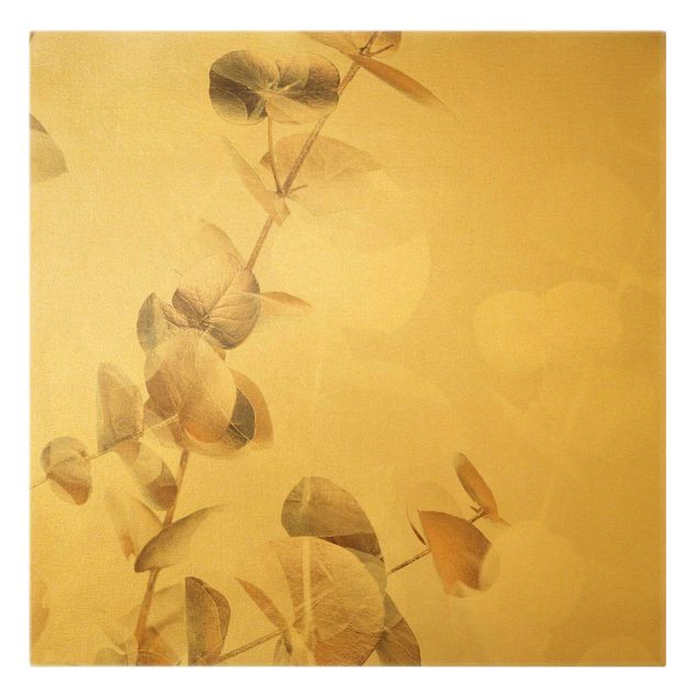 Canvas schilderijen - Goud Golden Eucalyptus With White I