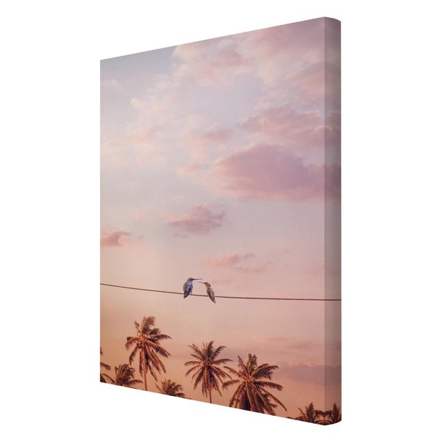 Canvas schilderijen Sunset With Hummingbird