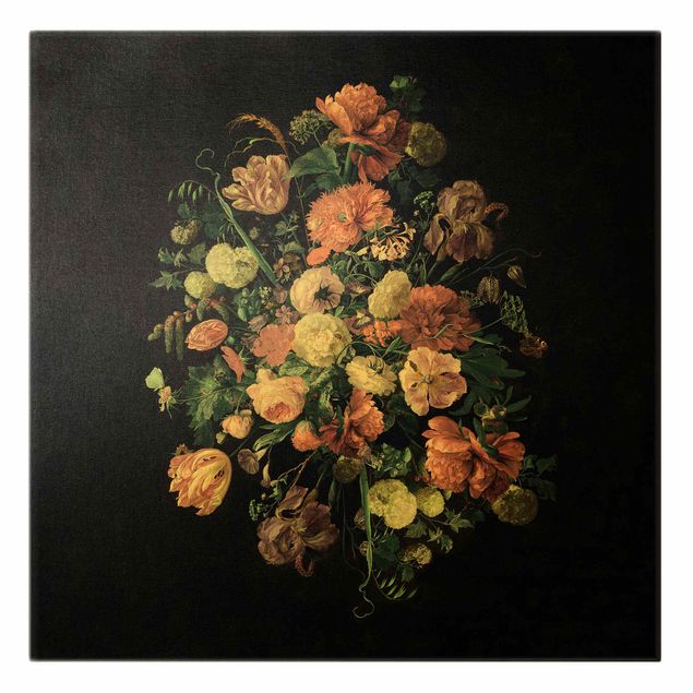 Canvas schilderijen - Goud Jan Davidsz De Heem - Dark Flower Bouquet