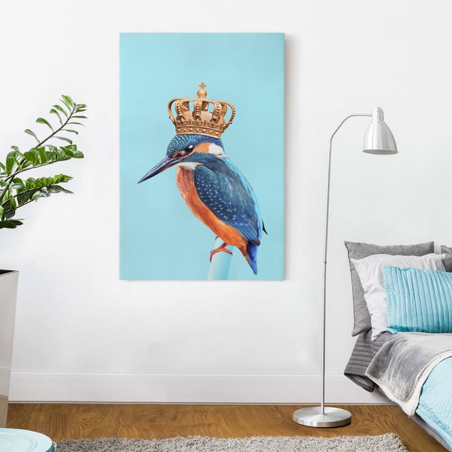Canvas schilderijen Kingfisher With Crown