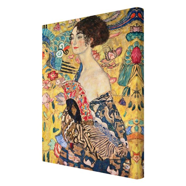 Canvas schilderijen Gustav Klimt - Lady With Fan