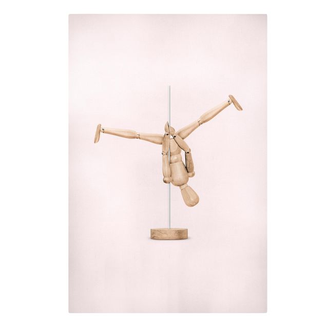 Canvas schilderijen Pole Dance With Wooden Figure