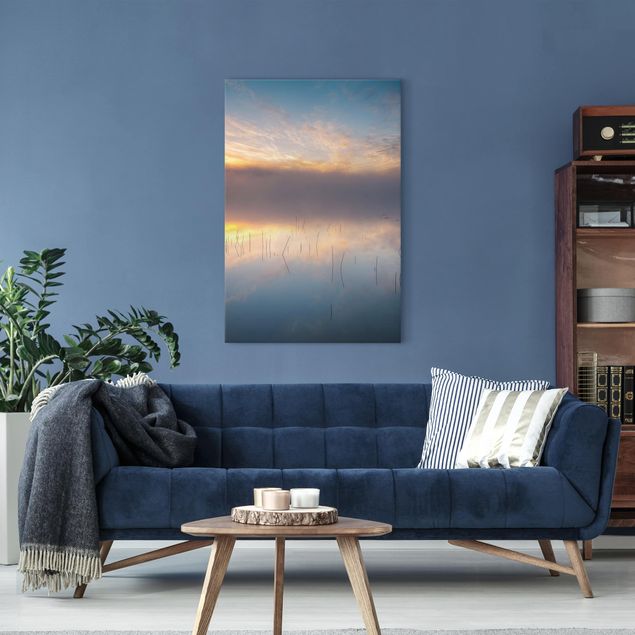 Canvas schilderijen Sunrise Swedish Lake