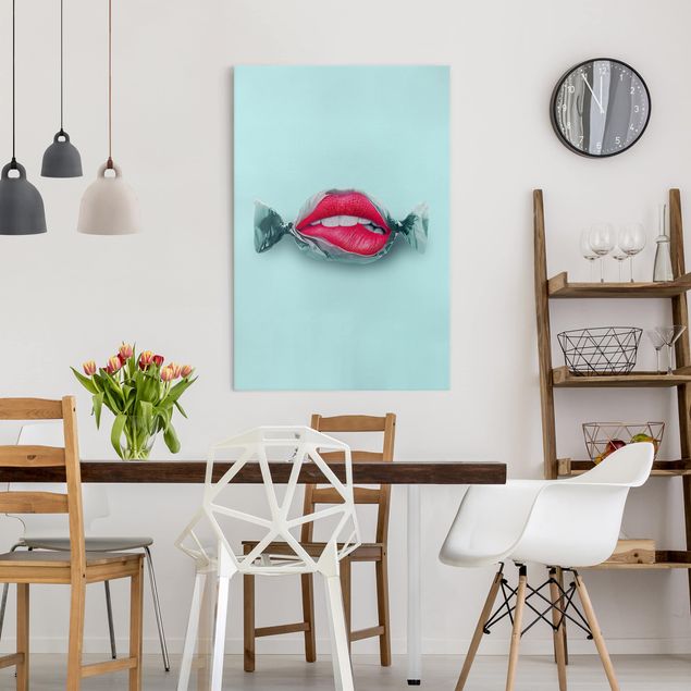 Canvas schilderijen Candy With Lips