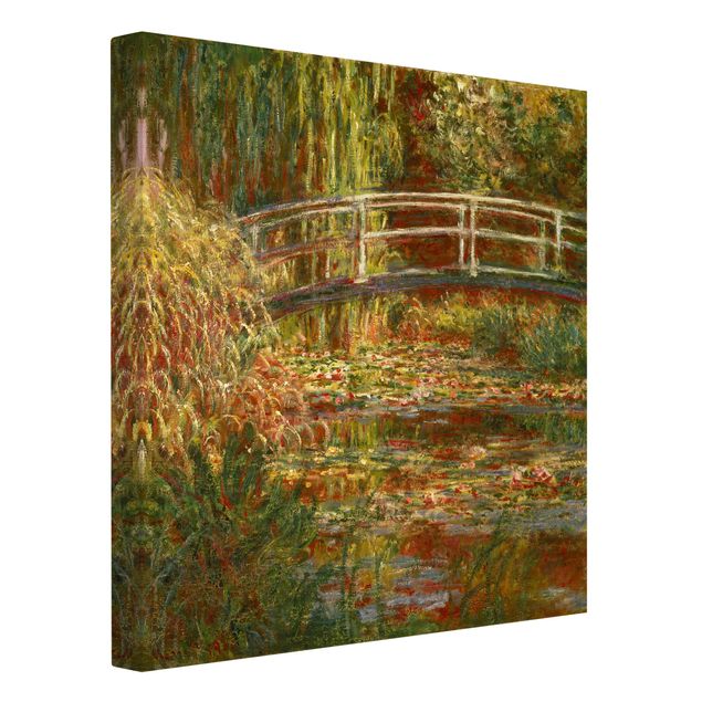 Canvas schilderijen Claude Monet - Waterlily Pond And Japanese Bridge (Harmony In Pink)