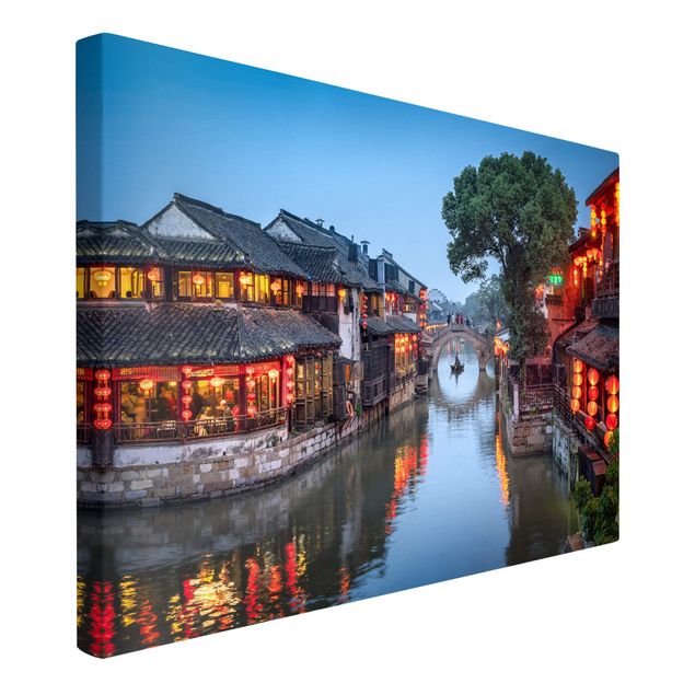 Canvas schilderijen Atmospheric Evening In Xitang
