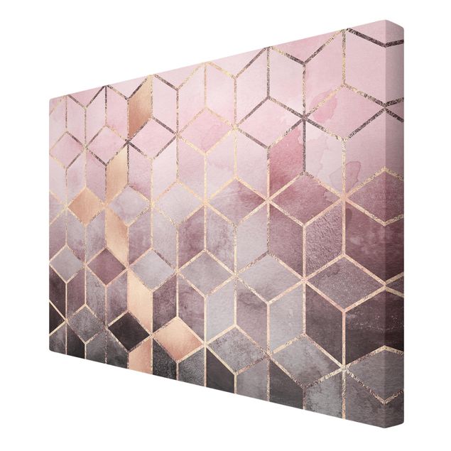 Canvas schilderijen Pink Grey Golden Geometry