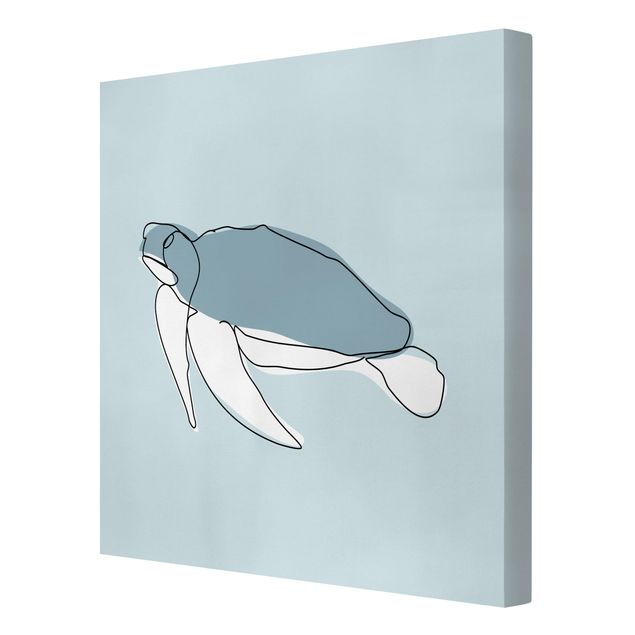 Canvas schilderijen Turtle Line Art
