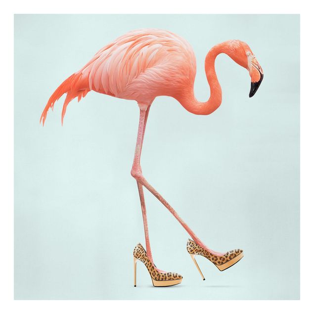 Canvas schilderijen Flamingo With High Heels