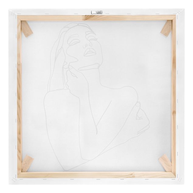 Canvas schilderijen Line Art Woman Torso Black And White