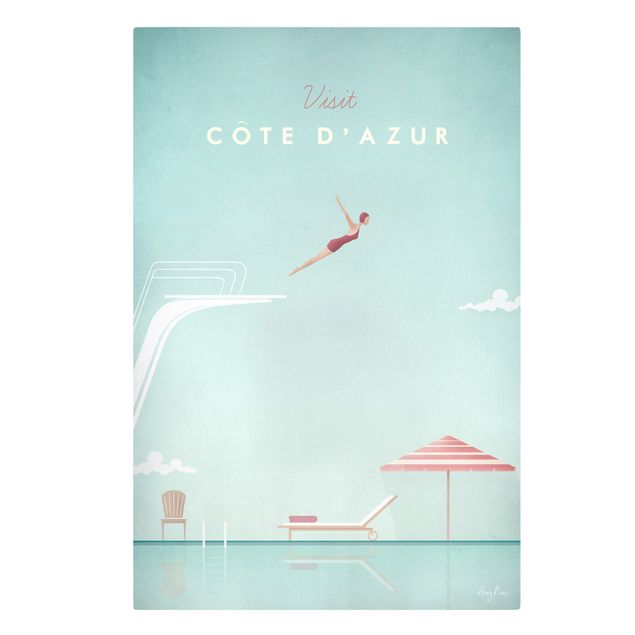 Canvas schilderijen Travel Poster - Côte D'Azur