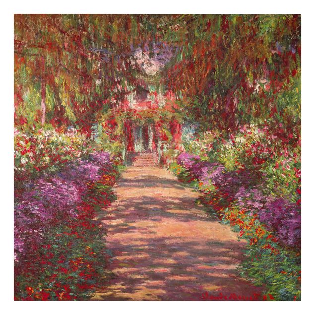 Canvas schilderijen Claude Monet - Pathway In Monet's Garden At Giverny