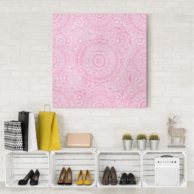 Canvas schilderijen Pattern Mandala Light Pink
