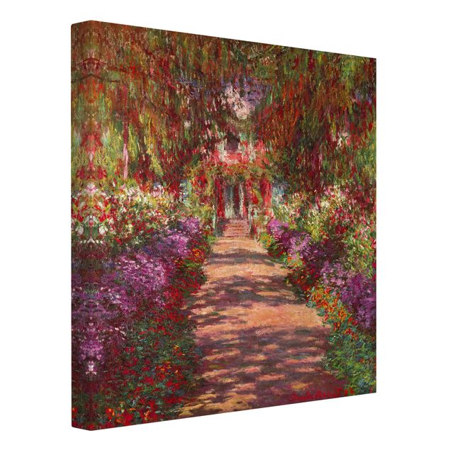 Canvas schilderijen Claude Monet - Pathway In Monet's Garden At Giverny
