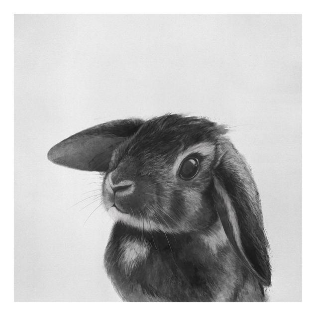 Canvas schilderijen Illustration Rabbit Black And White Drawing