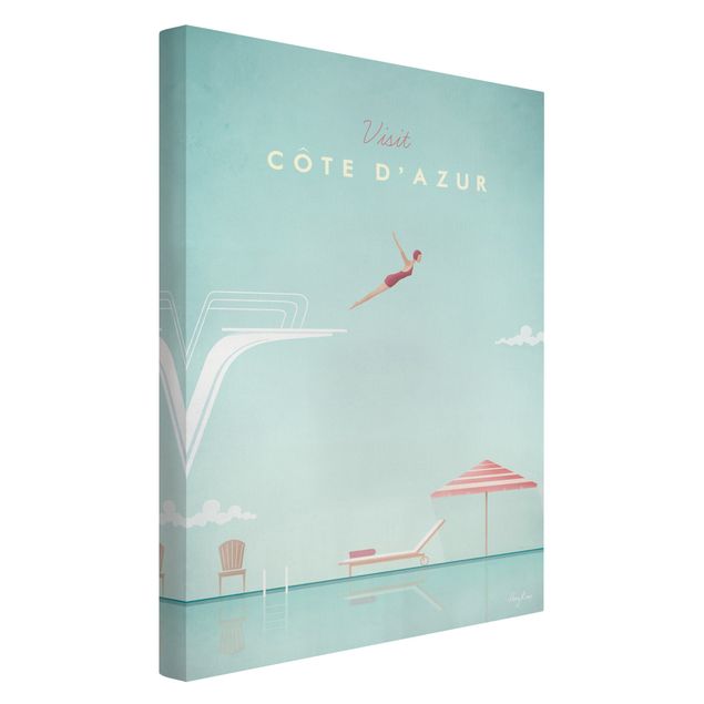 Canvas schilderijen Travel Poster - Côte D'Azur