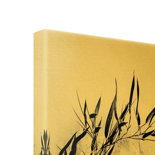 Canvas schilderijen - Goud Graphical Plant World - Black Bamboo