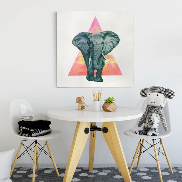 Canvas schilderijen Illustration Elephant Front Triangle Painting