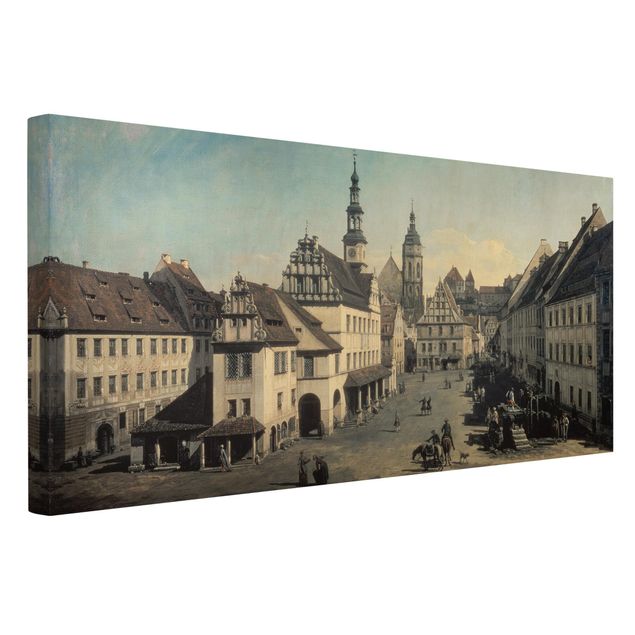 Canvas schilderijen Bernardo Bellotto - The Market Square In Pirna