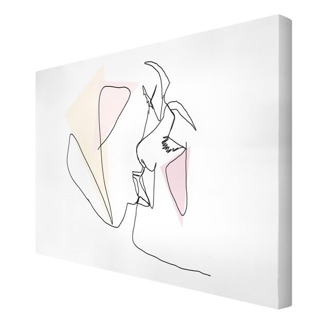 Canvas schilderijen Kiss Faces Line Art