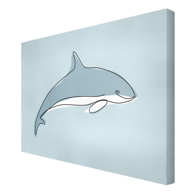 Canvas schilderijen Dolphin Line Art