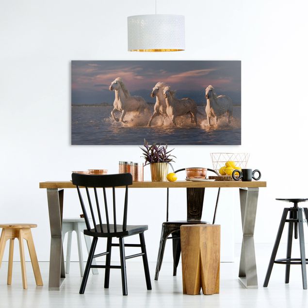 Canvas schilderijen Wild Horses In Kamargue