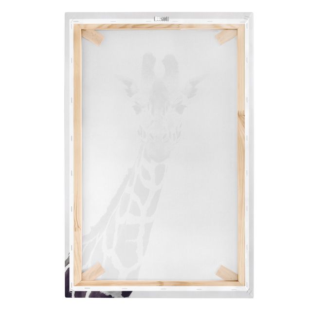 Canvas schilderijen Giraffe Portrait In Black And White