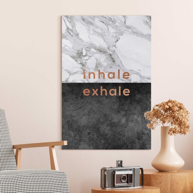 Canvas schilderijen Inhale Exhale Copper And Marble