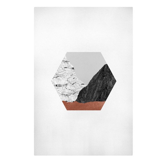 Canvas schilderijen Copper Mountains Hexagonal Geometry