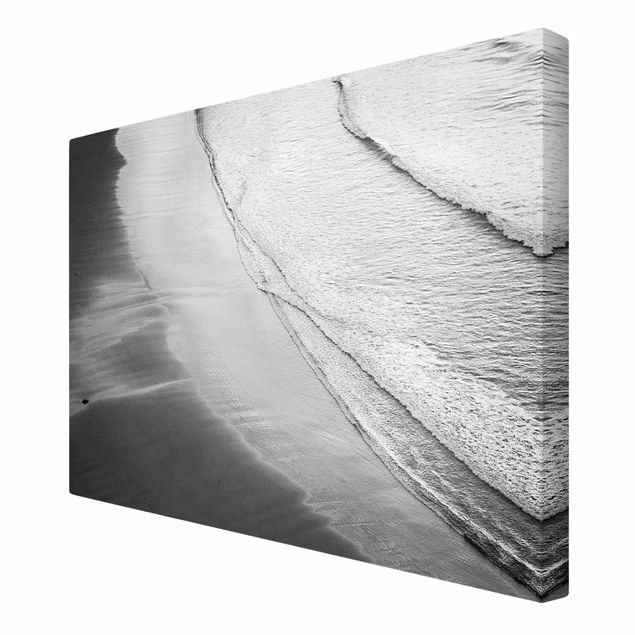 Canvas schilderijen Soft Waves On The Beach Black And White