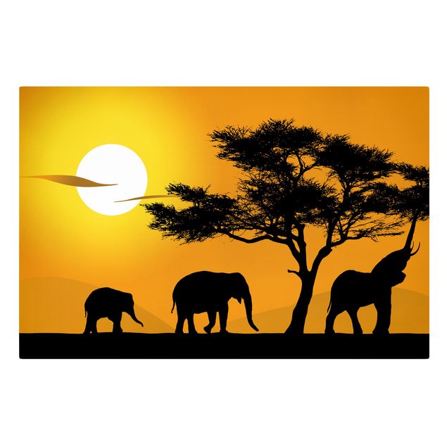 Canvas schilderijen African Elephant Walk
