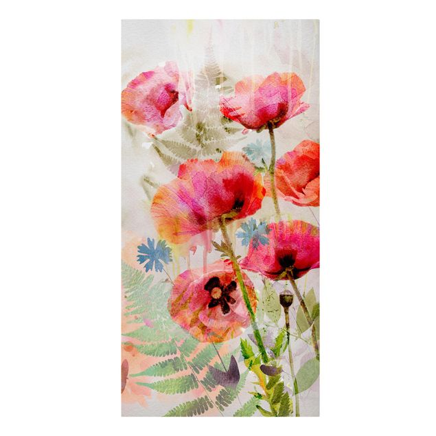 Canvas schilderijen Watercolour Flowers Poppy
