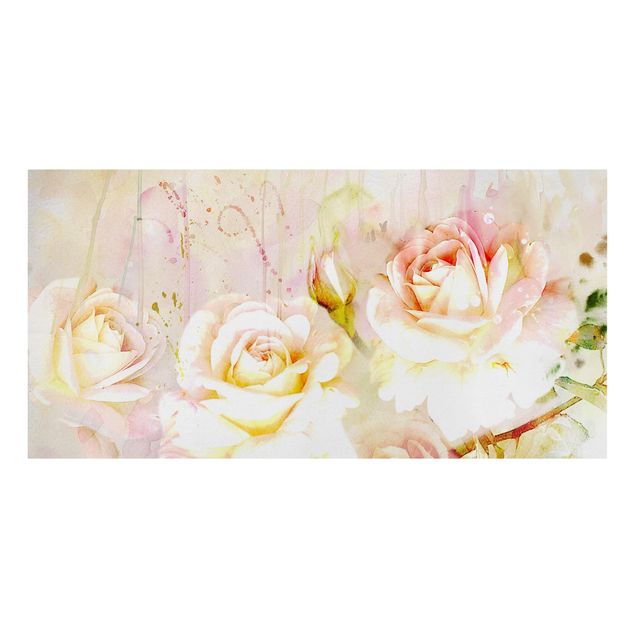 Canvas schilderijen Watercolour Flowers Roses