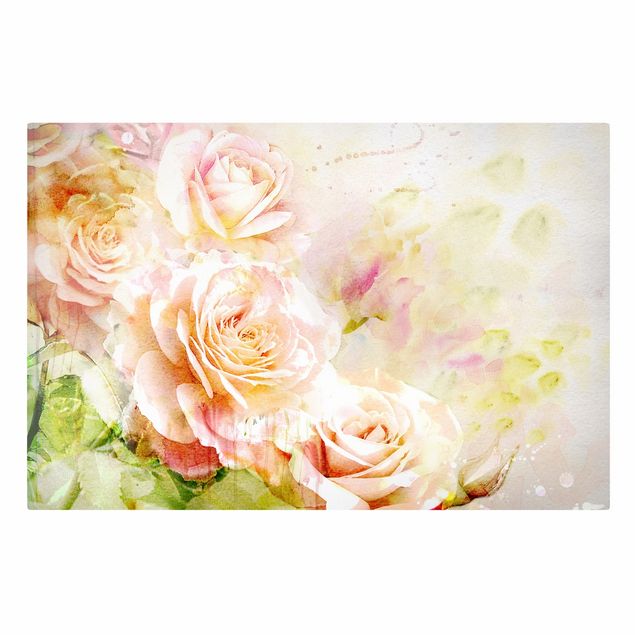 Canvas schilderijen Watercolour Rose Composition