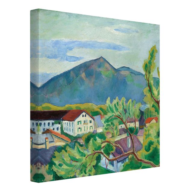 Canvas schilderijen August Macke - Spring Landscape in Tegernsee