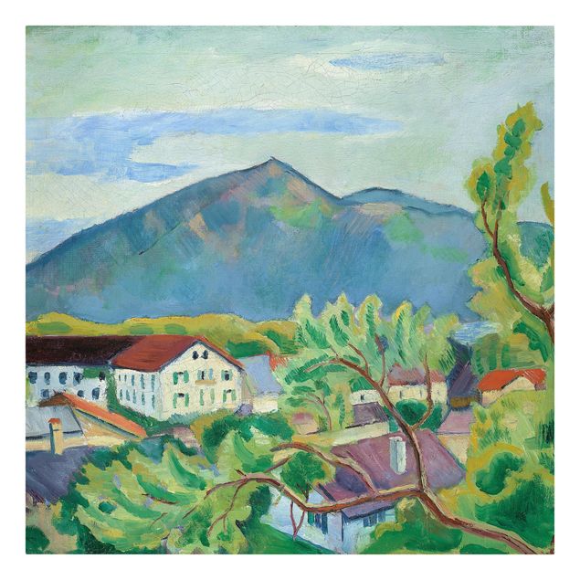 Canvas schilderijen August Macke - Spring Landscape in Tegernsee