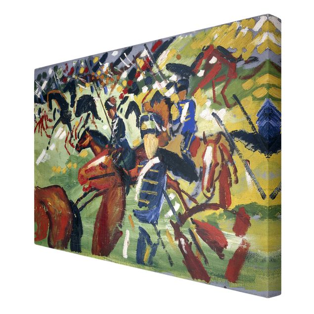 Canvas schilderijen August Macke - Hussars On A Sortie