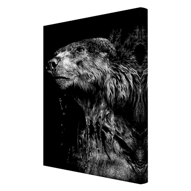 Canvas schilderijen Bear In The Dark