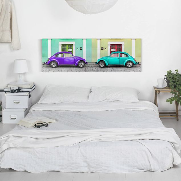 Canvas schilderijen Beetles Purple Turquoise