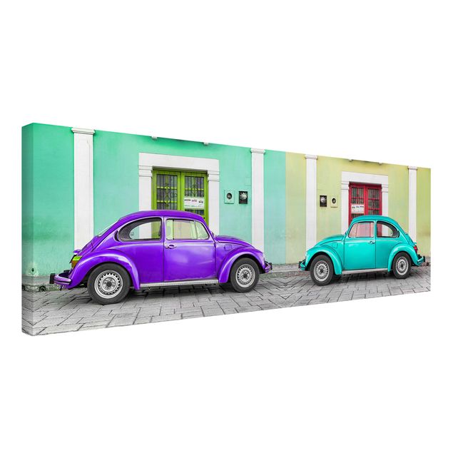 Canvas schilderijen Beetles Purple Turquoise
