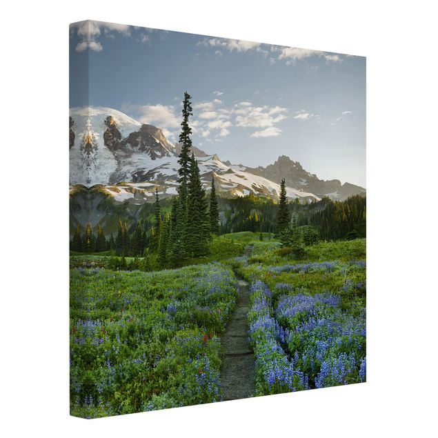Canvas schilderijen Mountain View Meadow Path